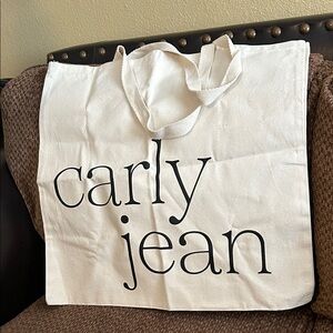 Carly Jean Los Angeles Large White Canvas Tote